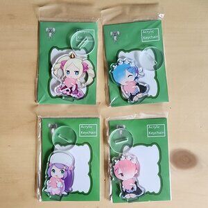 Fan Art Re Zero Acrylic Stands Set Of‎ 4 Beatrice Rem Ram Anastasia